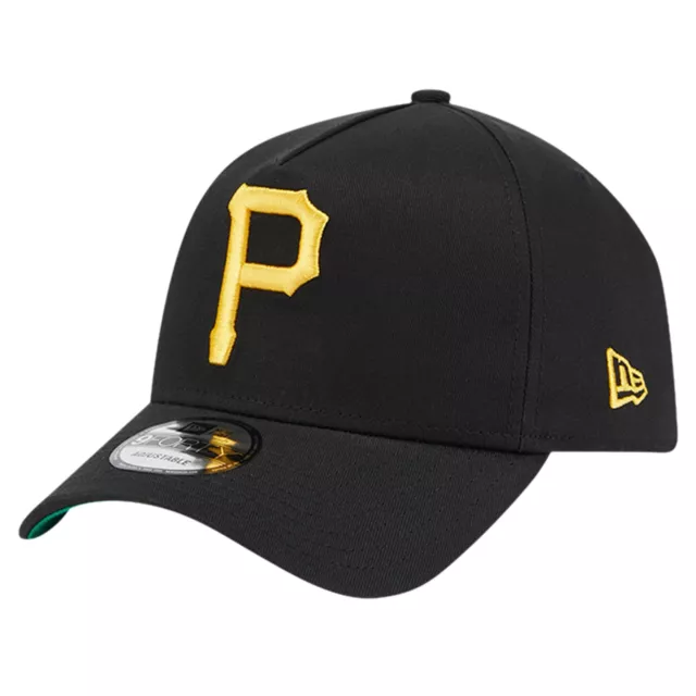 Men's New Era Black Pittsburgh Pirates Team Color A-Frame 9FORTY Adjustable Hat