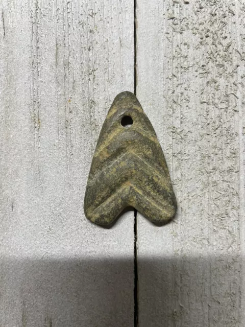 Indian Artifacts Notched Drilled Steatite Pendant Arrowheads