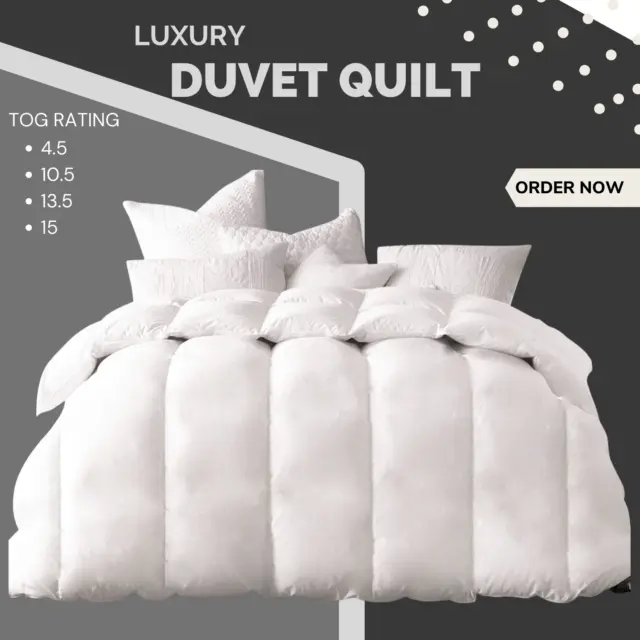 Luxury Duvet Quilt Tog 4.5, 10.5, 13.5, 15 Hotel Quality Warm Duvets Double King