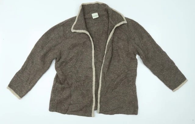 EASTEX WOMENS BROWN Collared Wool Cardigan Jumper Size 12 8.00