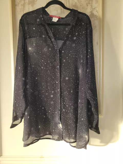 Marina Short Marina Rinaldi 33 24 Sheer Tunic Blouse Stars Moon Celestial 4xl