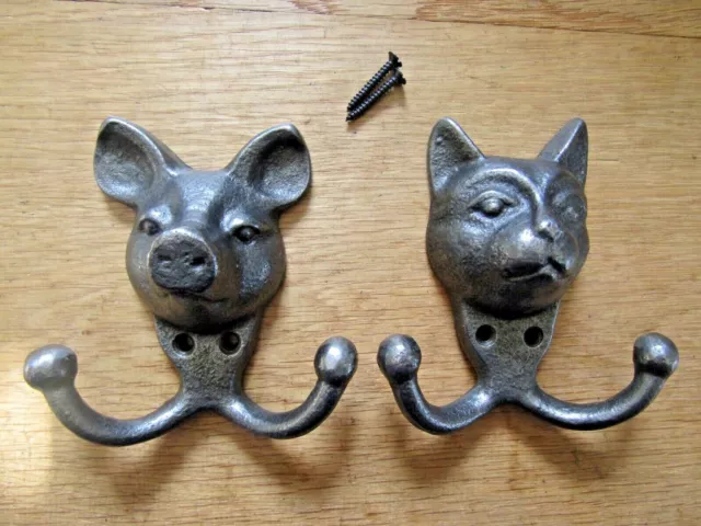 Cast iron rustic vintage animal hooks pegs coat hook key leash hanging hook 2