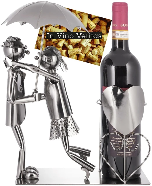 Brubaker Porte-Bouteille Pompier En Métal - Sculpture Décorative Avec Carte De Vœux - Idée Cadeau Vin