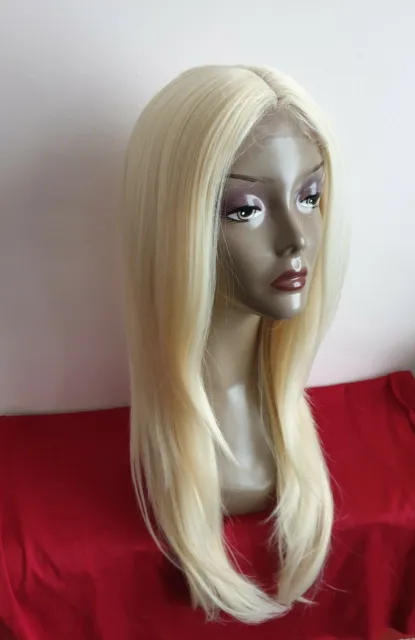 20" Blonde Bleach 613 Lace Front Wig Synthetic Hair Heat Resistant Straight