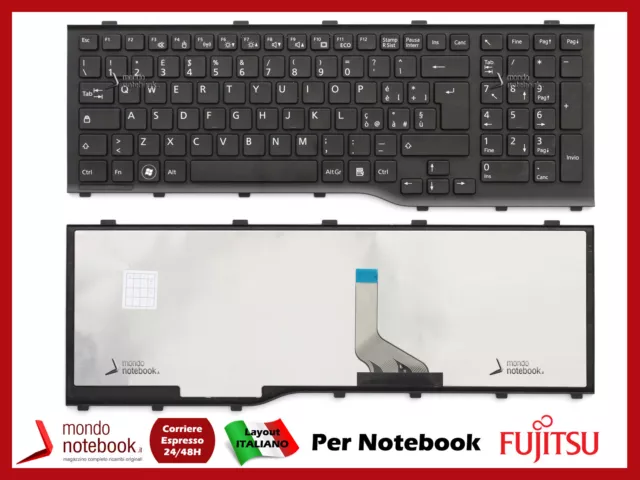 Clavier Notebook FUJITSU Lifebook AH532 A532 N532 NH532 (Italien) (Noir)