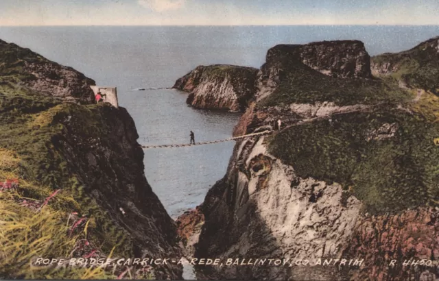 Rope Bridge Carrick-A-Rede, Ballintoy, Co. Antrim Portrush Postcard 1955