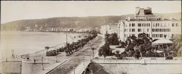 France, Nice, La Promenade des Anglais, panorama Vintage print,  Tirage albumi