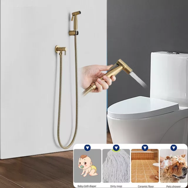 Bathroom Stainless Steel Handheld Toilet Bidet Sprayer Set Kit Hand Faucet