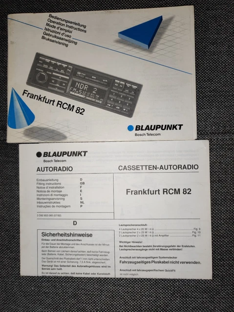 Blaupunkt Frankfurt RCM 82 Radio Beschreibung Bedienungsanleitung Autoradio