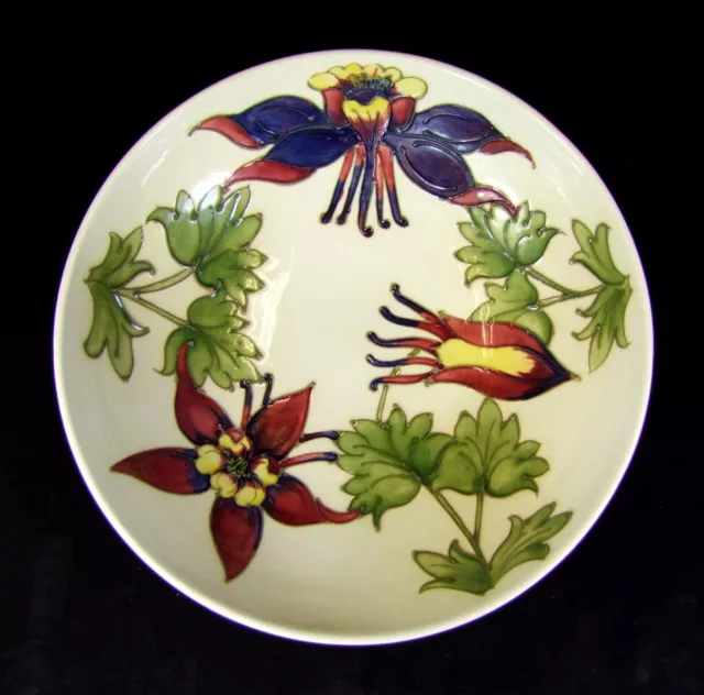 Moorcroft Large Columbine Pattern Footed Bowl - Made in England.