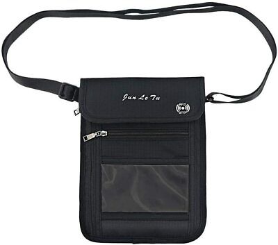 RFID Blocking Travel Passport Wallet Holder Neck Pouch Safe Phone Bag Black USA