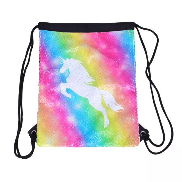 Unicorn Party Favor Bags Rave Drawstring Backpack Flip Sequin