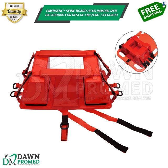 Emergency Spine Board Head Immobilizer Backboard For Rescue EMS / EMT Lifeguard