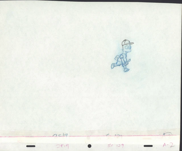The Simpsons Pencil Animation Art - Bart with Cap and Crowbar A-2