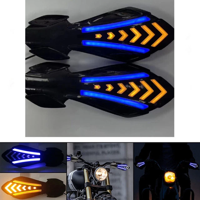 2×Motorcycle LED Hand Guards Front Handlebar w/LED DRL Turn Signal Flowing Lamp