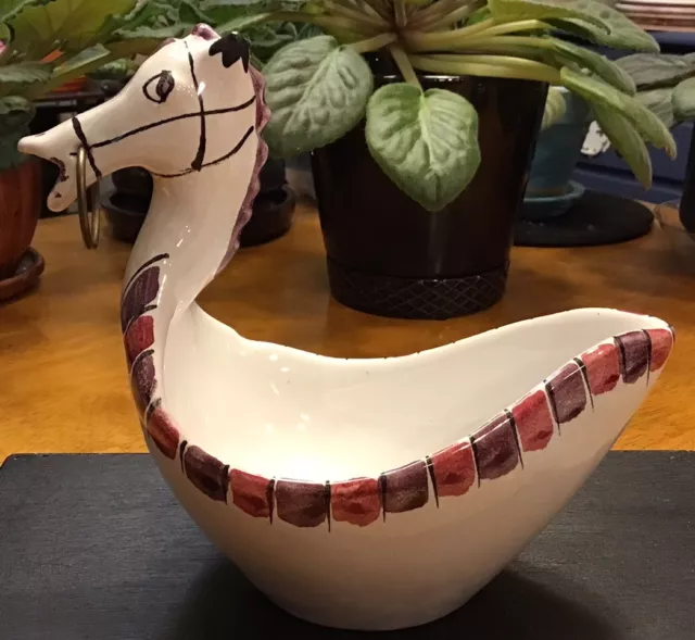 Vtg Italian Bitossi Pottery Horse Lilac Mid Century Raymor Londi Bowl Dish Italy