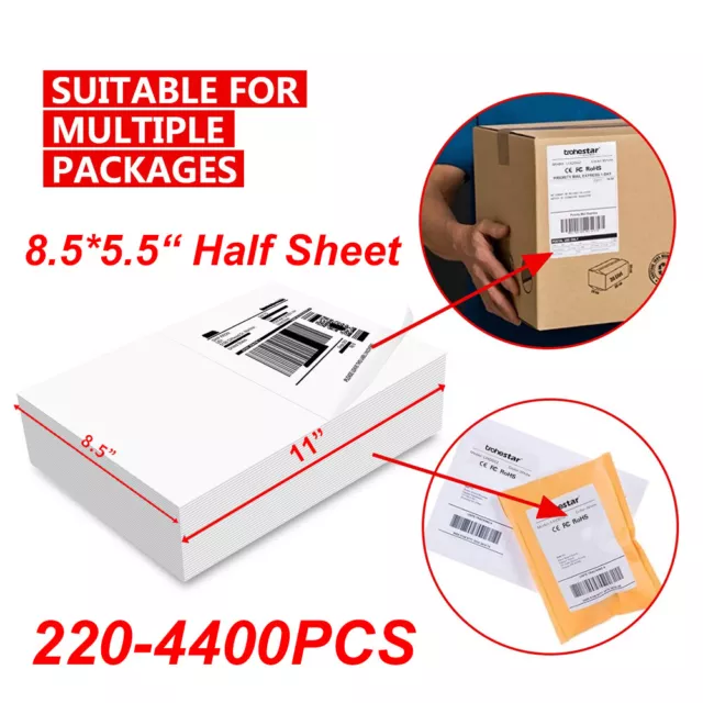 220-4400pcs Economy Half Sheet Labels for PayPal & Shipping. 8.5*5.5