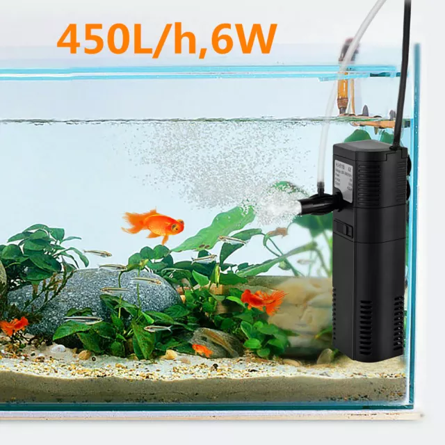 Aquarium Filtre Intérieur Charbon Actif Pompe pour Réservoir Jusqu'À 40/60L