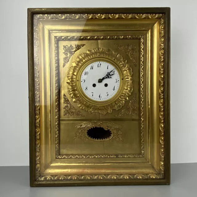 Biedermeier-Rahmenuhr 19. Jh., Junghans / Lenzkirch mit ½ Stundenschlag & Pendel