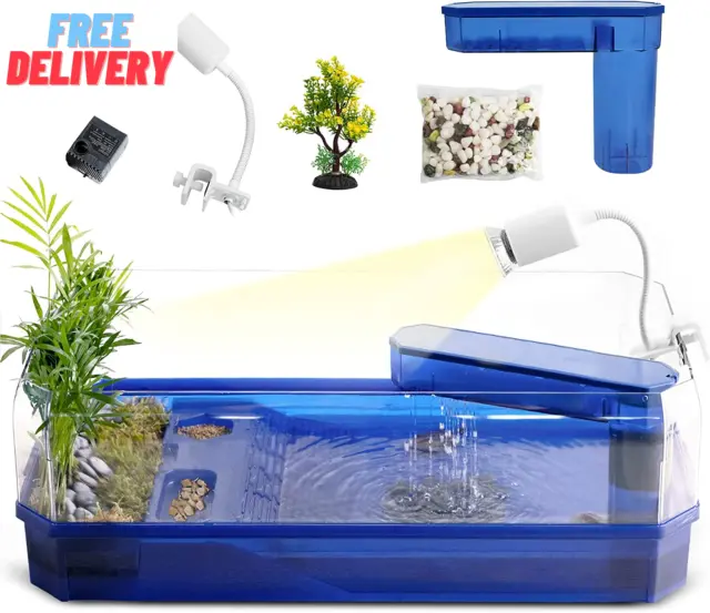 Turtle Tank Habitat, Acrylic Aquatic Tortoise Aquarium Starter Kit with Multi-Fu