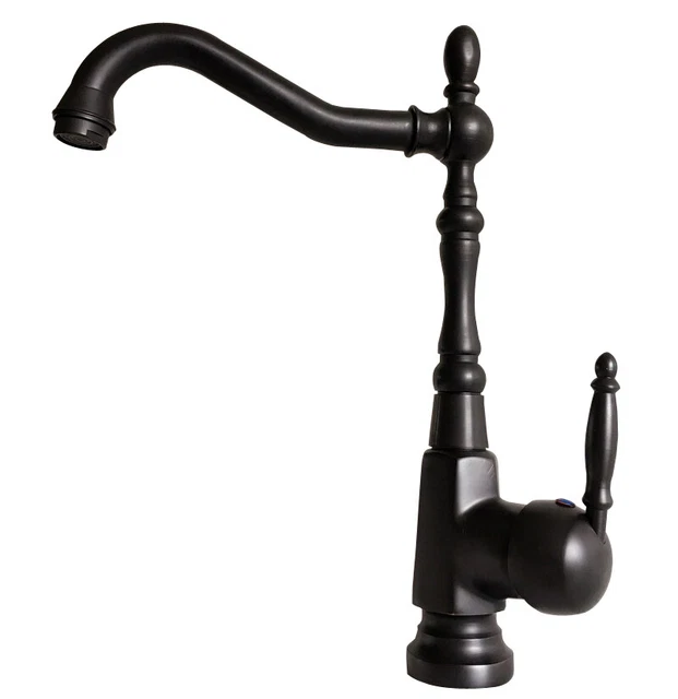 Grifo mezclador giratorio de latón frotado con aceite negro para baño/fregadero de cocina fnf384