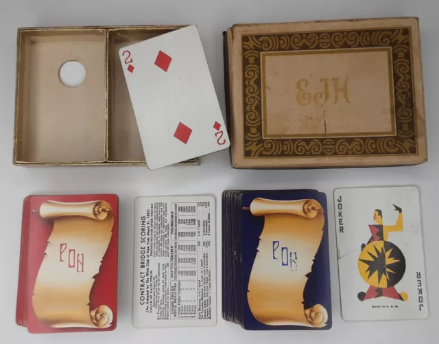 Vintage Playing Cards Contract Bridge 2 Decks of 52 Cards with Box Rare