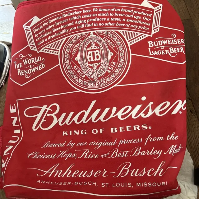 Budweiser King of Beers Insulsted Zip Cooler Backpack Holds 24