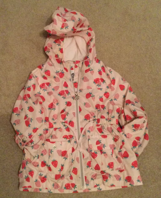 F&F Baby Girls 2-3 Years Rose Pink Strawberry Print Casual Jacket Raincoat