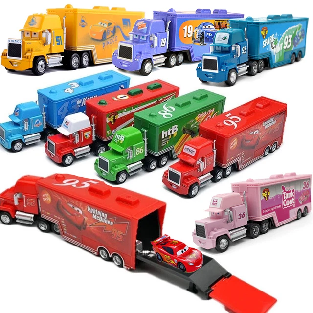 Disney Pixar Cars King Lightning Mack Truck& McQueen Diecast Xmas Gift Toy 1/55