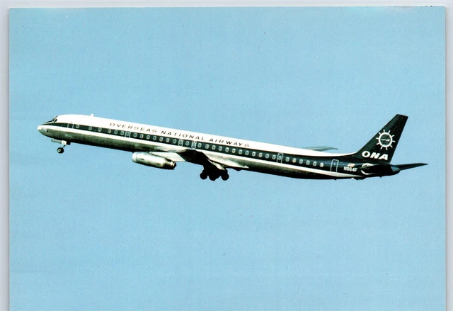 Airplane Postcard Overseas National Airways Airlines Douglas DC-8 In Flight CX13