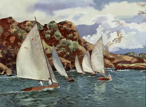 Millard Owen Sheets - California Coast Los Angeles Sailing - 13 x 19 Print 1967