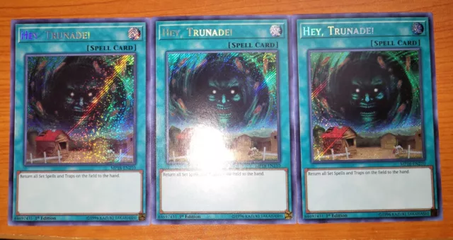 Yugioh! 3x HEY TRUNADE! MP18-EN210. Secret Rare. 1st Edition Near mint.