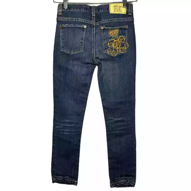 Ralph Lauren Childrenswear Girls Size 10 Medium Blue Wash Embroidered Logo Jeans