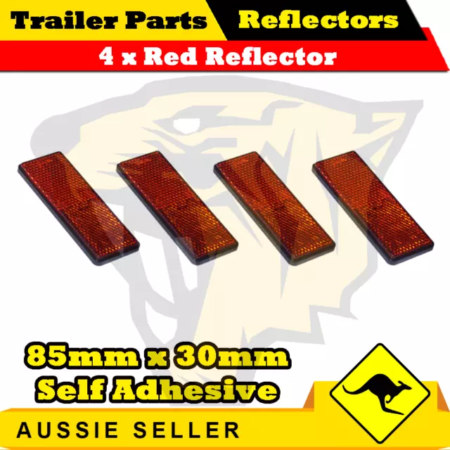 4 x Red 85mm x 30mm Self Adhesive Reflectors-Superior Trailers