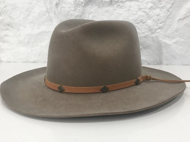 Vintage BEAVER HATS Ennis Montana Custom Made 5 XXXXX Fur felt 7 1/2 Beige