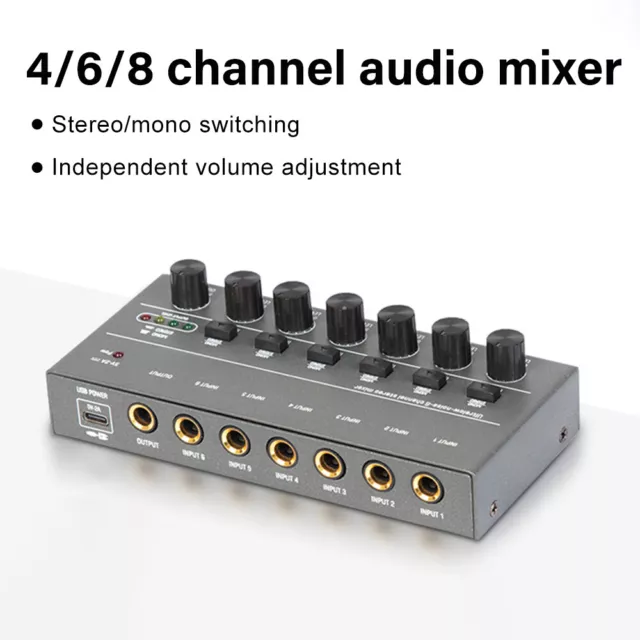 Low Noise 4 6 8 Channel Line Mixer Live Studio Stereo Audio Mini Sound Mixer 2