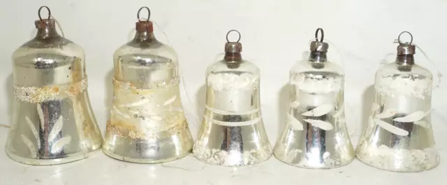 Weihnachtskugeln Christbaumkugeln GLOCKE 5 x Baumbehang Christbaumschmuck ALT /2