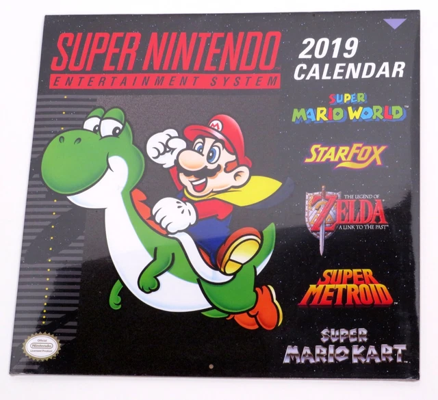 SNES SUPER NINTENDO Calendar Mario Star Fox Zelda Metroid Kart 2019 NEW
