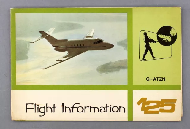 Rank Organisation Hs125 Airline Safety Card Private Jet Hawker Siddeley G-Atzn
