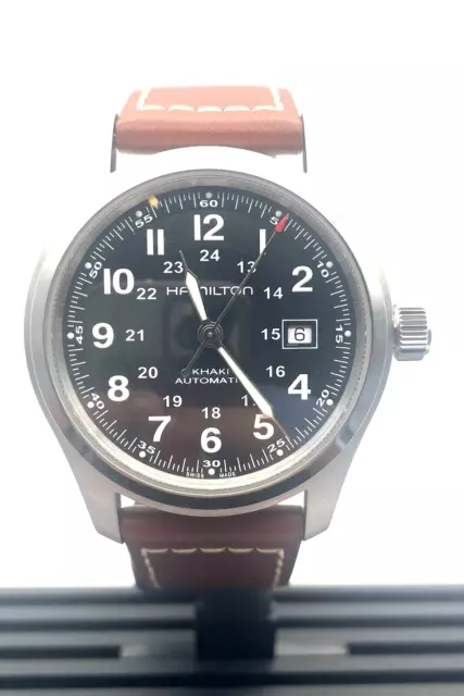 Hamilton Khaki Field Auto Black Dial Brown Leather Men Watch H70555533