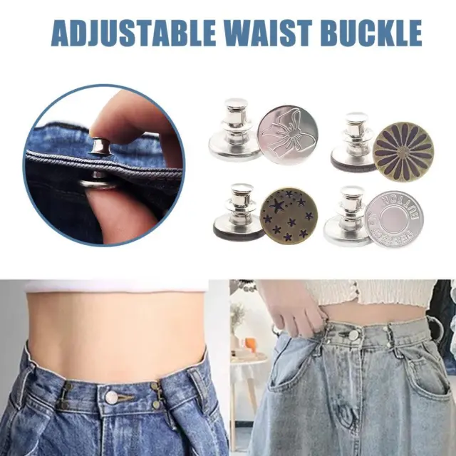 Jeans Metal Buttons Adjustable Detachable Nail Free Clothing DIY Fastener K2Y7