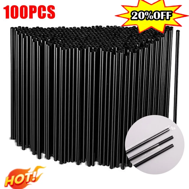 100X Flexible Drinking Straws Plastic Straws in Various Black 2023 US