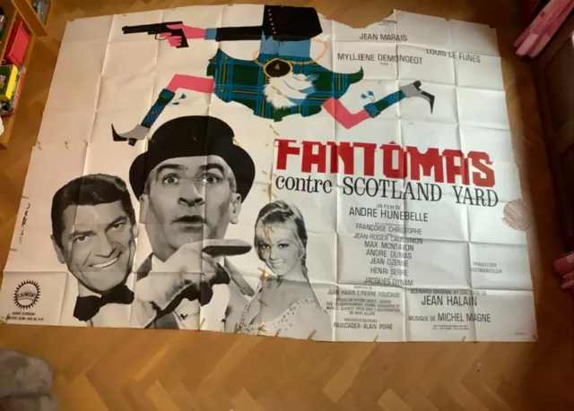 Affiche 240 x320 cm «FANTOMAS CONTRE SCOTLAND YARD »1967-Jean MARAIS-DE FUNÈS -