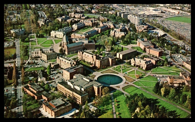 Postcard University of Washington Seattle Aerial View of Campus