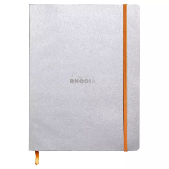 Rhodia Rhodiarama Broché Flexible Notebook Argent 19x25 80 Doublé Feuilles 90G