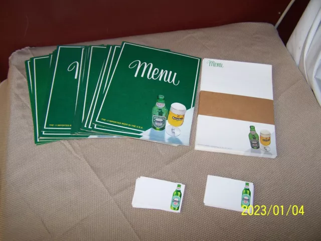 Lot Of 29 Vintage Heineken Menu's + Inserts And Cards ~ Van Munching ~ Nos !