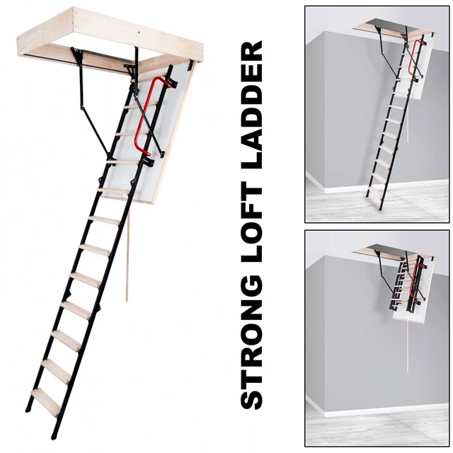 METAL WOOD FOLDING Loft Ladder Hatch 55cm x 110cm (H280cm) Timber