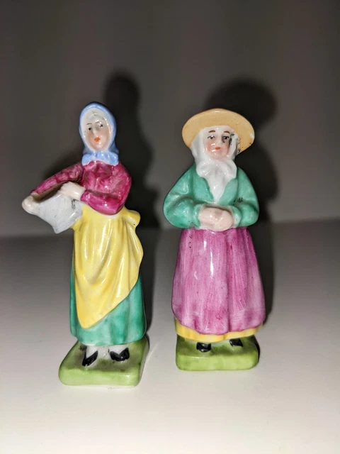 "Paar antike 19. Jh. kleine deutsche Kister Porzellanfiguren einer Frau 2,5"