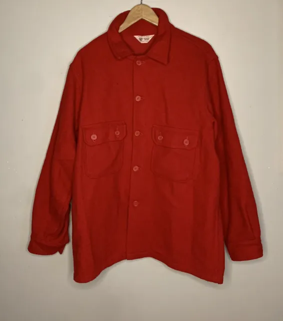 Vintage New Mens Sz 46 Wool Red Official Jacket Shirt Boy Scouts America Pockets