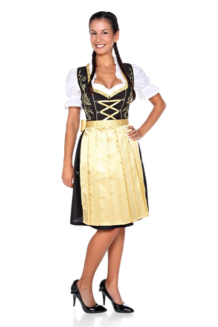 3 pz. Abito tradizionale Midirndl con grembiule e camicetta per Oktoberfest taglia 50